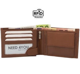 Natūralios odos piniginė Need 4You su RFID apsauga kaina ir informacija | Vyriškos piniginės, kortelių dėklai | pigu.lt