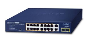 PLANET 16-Port 10/100/1000T 802.3at Unmanaged Gigabit Ethernet (10/100/1000) Power over Ethernet (PoE) Blue цена и информация | Коммутаторы (Switch) | pigu.lt