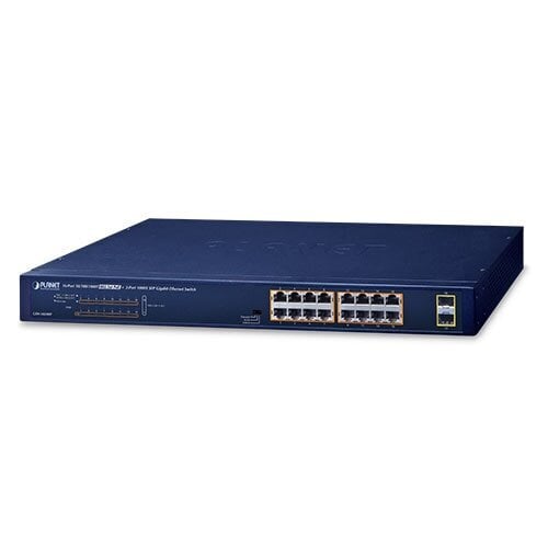 PLANET GSW-1820HP network switch Unmanaged Gigabit Ethernet (10/100/1000) Power over Ethernet (PoE) 1U Blue kaina ir informacija | Komutatoriai (Switch) | pigu.lt