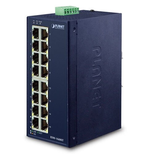 PLANET ISW-1600T network switch Unmanaged Fast Ethernet (10/100) Blue kaina ir informacija | Komutatoriai (Switch) | pigu.lt