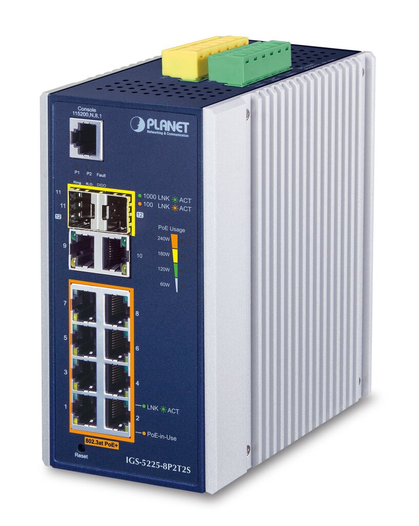 PLANET IGS-5225-8P2T2S network switch Managed L2+ Gigabit Ethernet (10/100/1000) Power over Ethernet (PoE) Blue, White kaina ir informacija | Komutatoriai (Switch) | pigu.lt