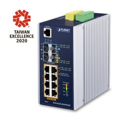 PLANET IP30 DIN-rail Industrial L3 8P Managed Gigabit Ethernet (10/100/1000) Aluminium, Blue цена и информация | Коммутаторы (Switch) | pigu.lt