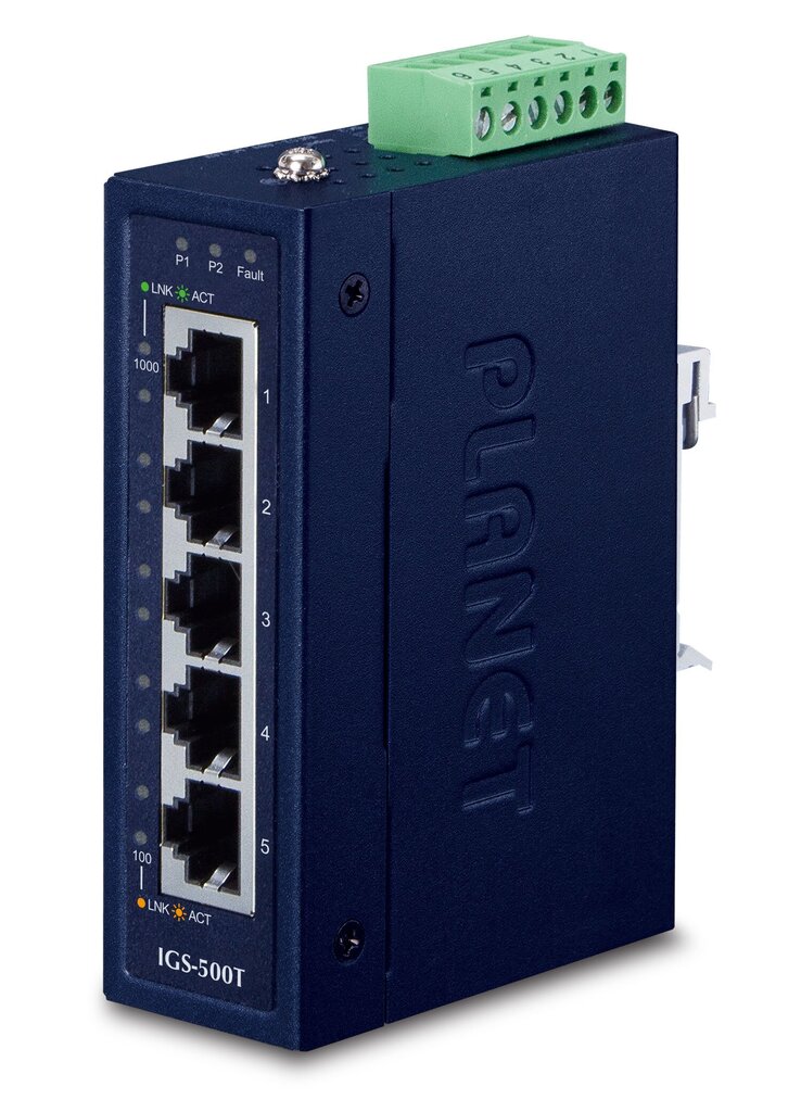 PLANET IGS-500T network switch Unmanaged Gigabit Ethernet (10/100/1000) Blue kaina ir informacija | Komutatoriai (Switch) | pigu.lt