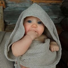 La Bebe™ NO Baby Towel  Art.141194 Lilac  Вафельное полотенце  детское с капюшоном  75x75см цена и информация | Товары для купания | pigu.lt