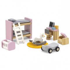 Baldų komplektas lėlių nameliui Viga PolarB, vaikų kambarys kaina ir informacija | Žaislai mergaitėms | pigu.lt