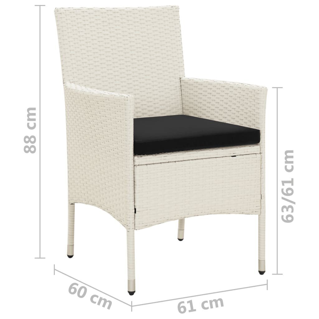 Sodo kėdės vidaXL, baltos kaina ir informacija | Lauko kėdės, foteliai, pufai | pigu.lt