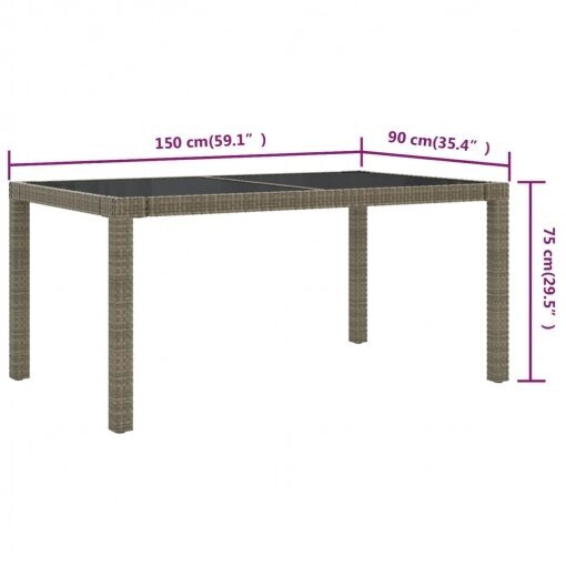 Stalas 150x90x75cm, pilkas/juodas kaina ir informacija | Lauko stalai, staliukai | pigu.lt