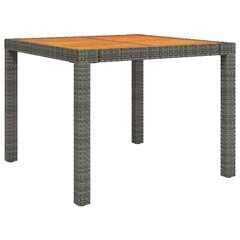 vidaXL Sodo stalas, pilkas, 90x90x75cm, poliratanas ir akacija kaina ir informacija | Lauko stalai, staliukai | pigu.lt