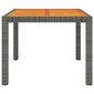 vidaXL Sodo stalas, pilkas, 90x90x75cm, poliratanas ir akacija kaina ir informacija | Lauko stalai, staliukai | pigu.lt