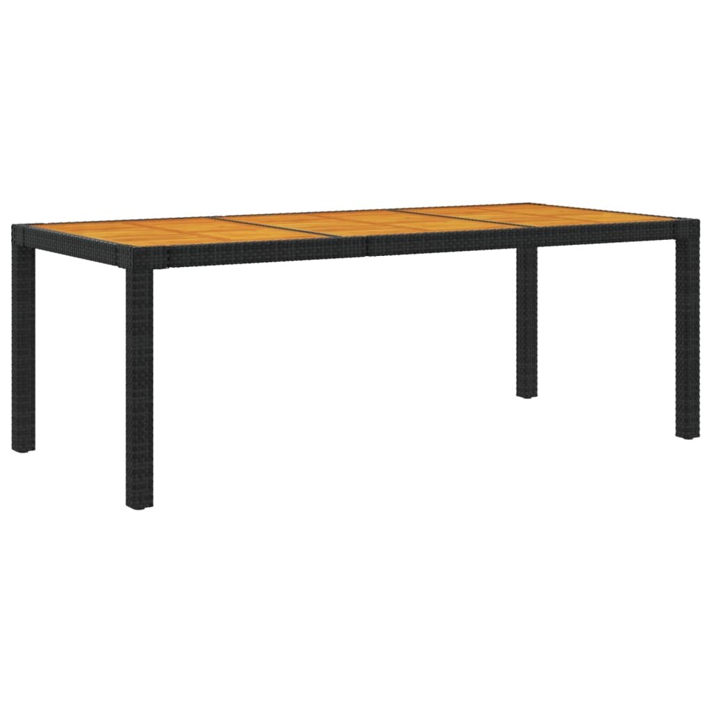 Sodo stalas, juodas, 190x90x75cm, poliratanas ir akacija kaina ir informacija | Lauko stalai, staliukai | pigu.lt