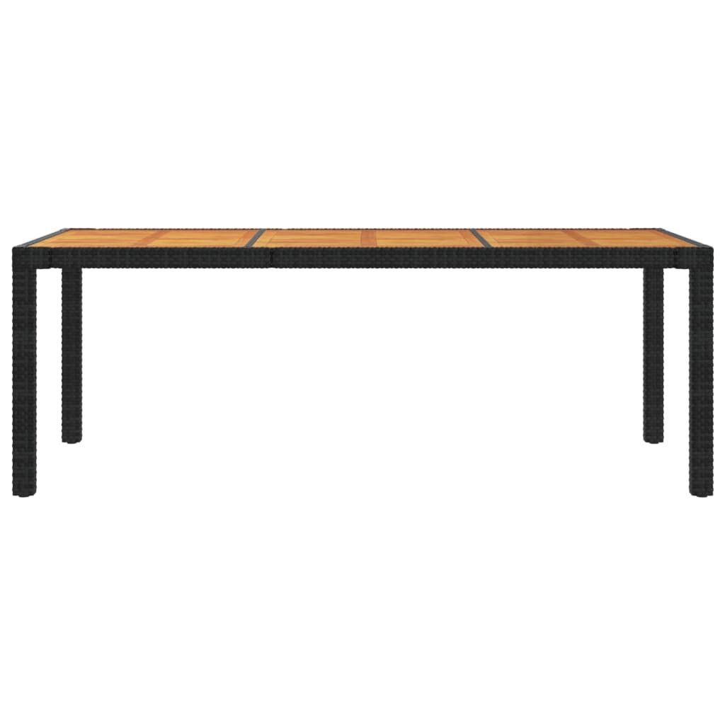 Sodo stalas, juodas, 190x90x75cm, poliratanas ir akacija kaina ir informacija | Lauko stalai, staliukai | pigu.lt
