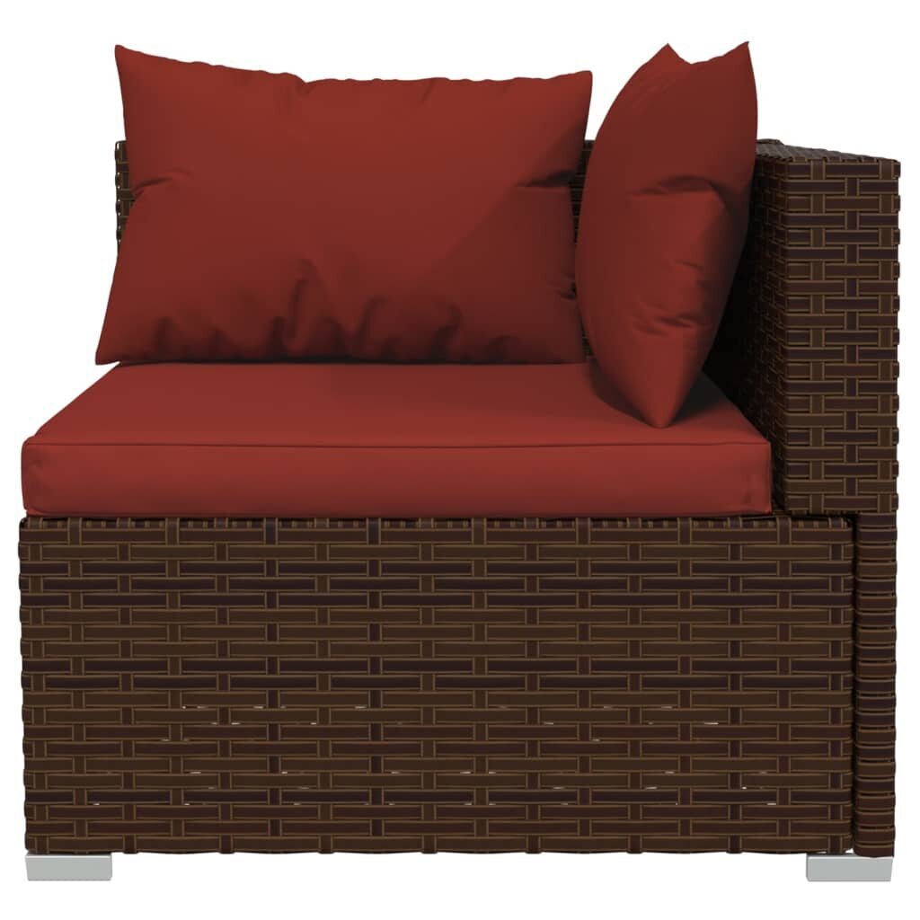 Dvivietė sofa su pagalvėlėmis, rudos spalvos, poliratanas цена и информация | Lauko kėdės, foteliai, pufai | pigu.lt