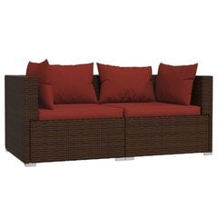 Садовый комплект мебели с подушками, 3 части, коричневый цена и информация | Садовые стулья, кресла, пуфы | pigu.lt