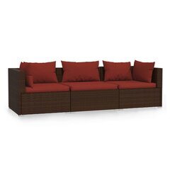 Dvivietė sofa su pagalvėlėmis, rudos spalvos, poliratanas цена и информация |  Садовые стулья, кресла, пуфы | pigu.lt