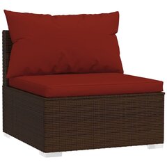 Sodo komplektas su pagalvėlėmis, 4 dalių, rudas, poliratanas kaina ir informacija | Lauko kėdės, foteliai, pufai | pigu.lt
