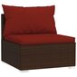 Trivietė sofa su pagalvėlėmis, rudos spalvos, poliratanas kaina ir informacija | Lauko kėdės, foteliai, pufai | pigu.lt