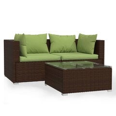 Садовый комплект мебели с подушками, 3 части, коричневый цена и информация | Садовые стулья, кресла, пуфы | pigu.lt