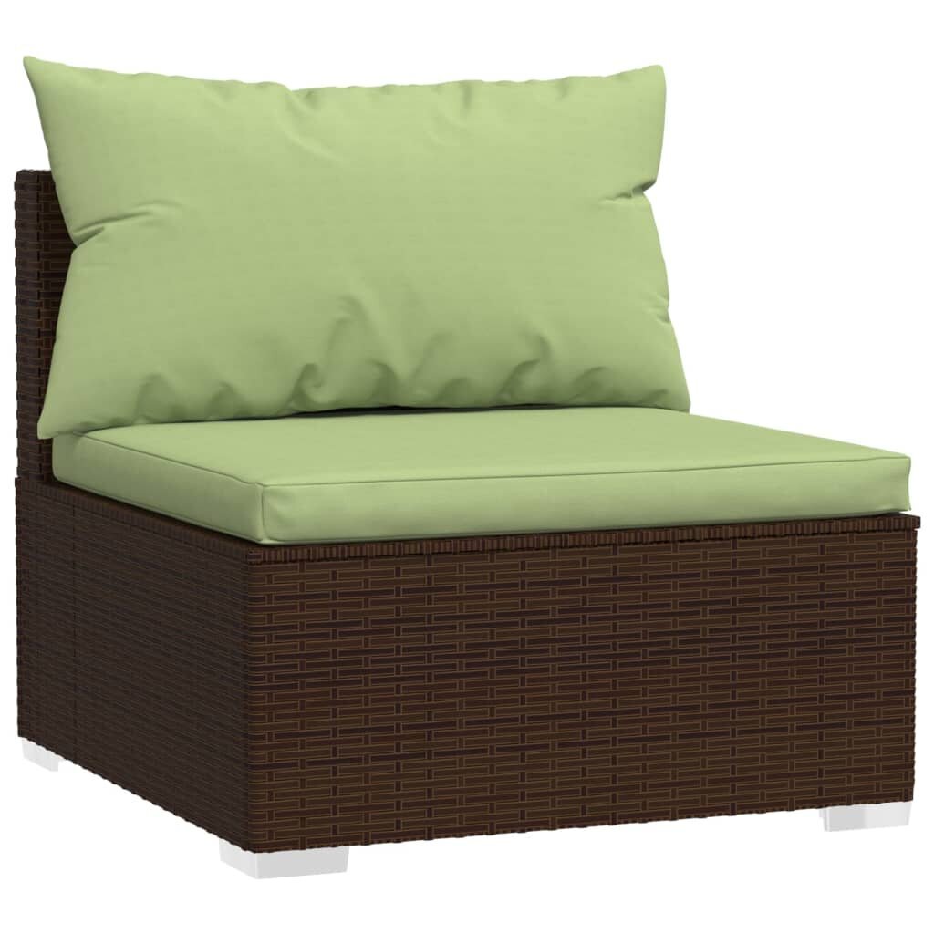 Sodo komplektas su pagalvėlėmis, 4 dalių, rudas, poliratanas цена и информация | Lauko kėdės, foteliai, pufai | pigu.lt