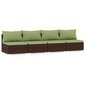 Keturvietė sofa su pagalvėlėmis, rudos spalvos, poliratanas цена и информация | Lauko kėdės, foteliai, pufai | pigu.lt