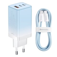 Baseus CCGP050103 DZ-HW GaN3 Pro Fast Charger 2C+U 65W EU Type-C 100W 1m Blue kaina ir informacija | Krovikliai telefonams | pigu.lt