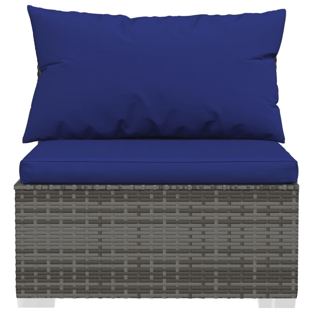 vidaXL Keturvietė sofa su pagalvėlėmis, pilkos spalvos, poliratanas kaina ir informacija | Lauko kėdės, foteliai, pufai | pigu.lt