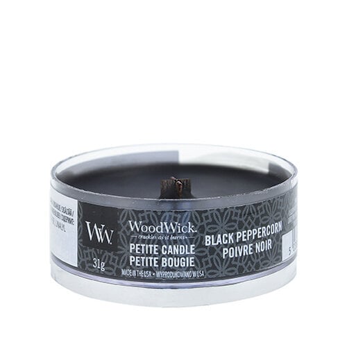 Aromatinė maža žvakė su medine dagtimi WoodWick Black Peppercorn 31 g kaina ir informacija | Žvakės, Žvakidės | pigu.lt