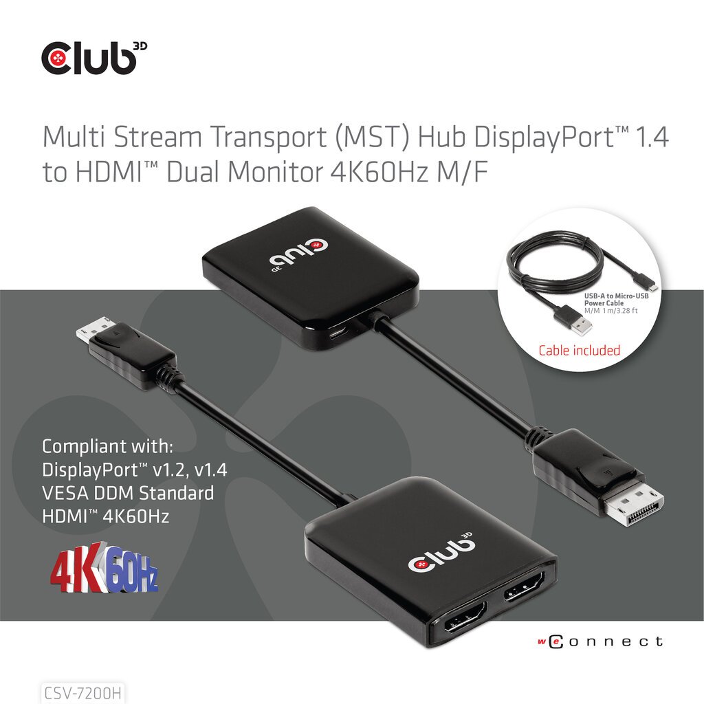 Hub Club 3D CSV-7200H kaina ir informacija | Adapteriai, USB šakotuvai | pigu.lt