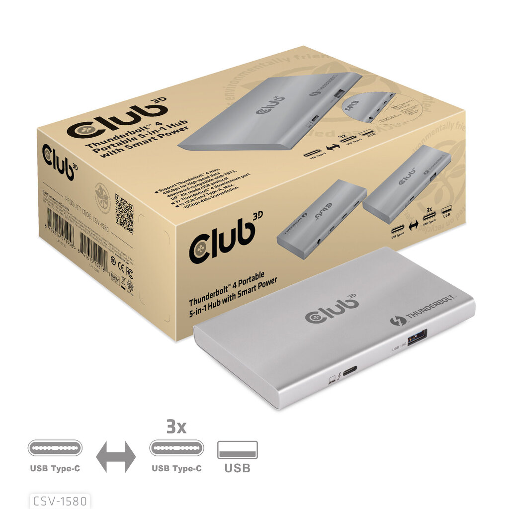 Club 3D CSV-1580 kaina ir informacija | Adapteriai, USB šakotuvai | pigu.lt