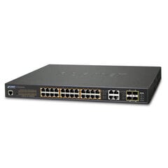 PLANET GS-4210-24UP4C network switch Managed L2/L4 Gigabit Ethernet (10/100/1000) Power over Ethernet (PoE) 1U Black kaina ir informacija | Komutatoriai (Switch) | pigu.lt