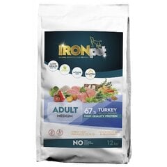 Ironpet Turkey Medium Adult sausas maistas vidutinių veislių suaugusiems šunims 12kg цена и информация | Сухой корм для собак | pigu.lt