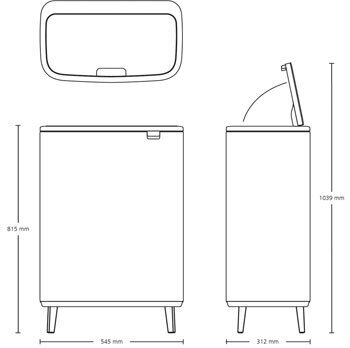 Brabantia šiukšliadėžė Bo Touch Bin Hi, 60 l, Matt Steel FPP kaina ir informacija | Šiukšliadėžės | pigu.lt