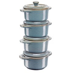 Staub Mini Cocotte Round 4 pcs. - 200 ml 40508-160-0 Antique Turquoise цена и информация | Кастрюли, скороварки | pigu.lt