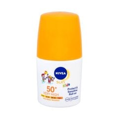 Rutulinis kremas nuo saulės Nivea Sun Kids Protect & Sensitive Roll-On SPF 50+, 50 ml kaina ir informacija | Kremai nuo saulės | pigu.lt