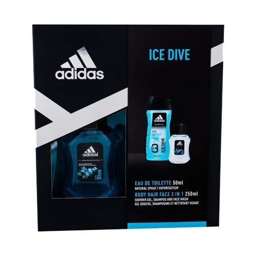 Rinkinys vyrams Adidas Ice Dive Gift Set: tualetinis vanduo EDT, 50 ml + dušo želė, 250 ml цена и информация | Parfumuota kosmetika vyrams | pigu.lt