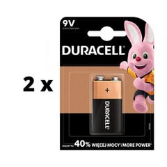Батарейка DurAcell 9V, LR61, 1 шт. x 2 шт. упаковка цена и информация | Батарейки | pigu.lt