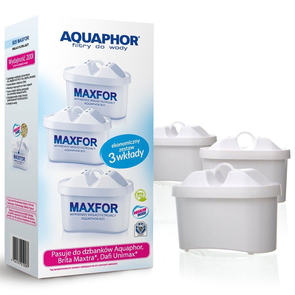 Aquaphor filtrai B100-25 Maxfor 3vnt kaina ir informacija | Vandens filtrai | pigu.lt