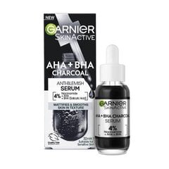 Veido serumas probleminei odai AHA+BHA Charcoal, 30ml kaina ir informacija | Garnier Kosmetika veidui | pigu.lt