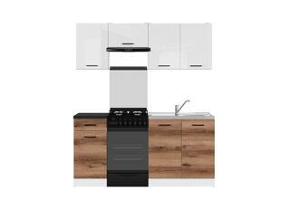 Virtuvės baldų komplektas BRW Junona Line 170, baltas/tamsiai rudas kaina ir informacija | Virtuvės baldų komplektai | pigu.lt