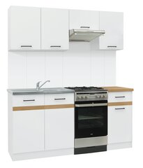Virtuvinių spintelių komplektas Junona Line 170, baltas/rudas kaina ir informacija | Virtuvės baldų komplektai | pigu.lt