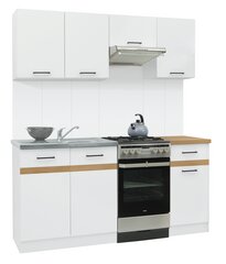 Virtuvinių spintelių komplektas Junona Line 170, baltas/rudas kaina ir informacija | Virtuvės baldų komplektai | pigu.lt