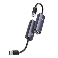 Baseus Lite Series USB to RJ45 network adapteris, 1000Mbps (gray) kaina ir informacija | Adapteriai, USB šakotuvai | pigu.lt