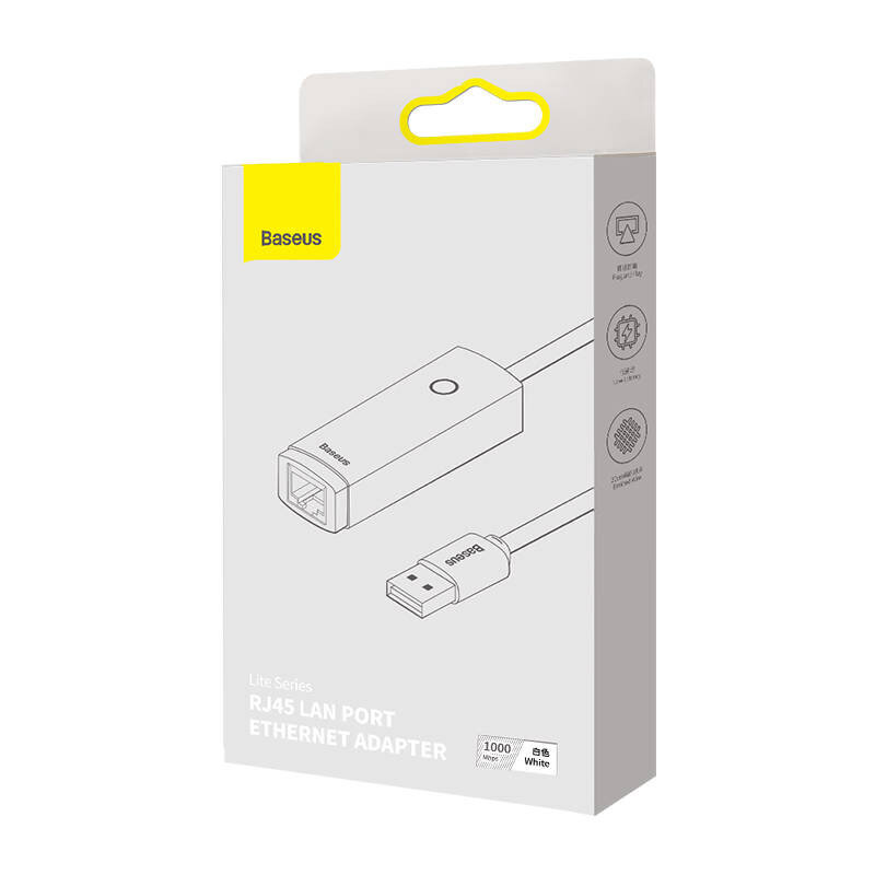 Baseus Lite Series USB-C to RJ45 network adapteris (white) kaina ir informacija | Adapteriai, USB šakotuvai | pigu.lt