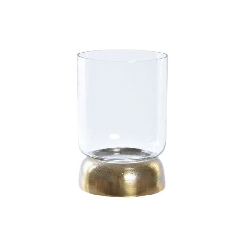 Žvakidė DKD Home Decor, stiklas, aliuminis, 14 x 14 x 21 cm kaina ir informacija | Žvakės, Žvakidės | pigu.lt