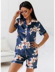 Dviejų dalių pižama su šortais Magmac FLORIA moterims, tamsiai mėlynos spalvos kaina ir informacija | Naktiniai, pižamos moterims | pigu.lt