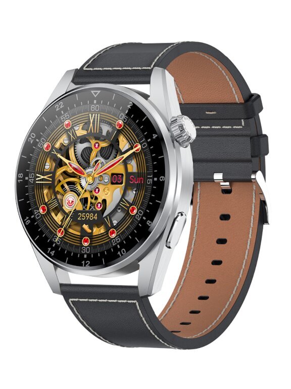 Rubicon RNCE78 Silver/Black Leather + Grey kaina ir informacija | Išmanieji laikrodžiai (smartwatch) | pigu.lt
