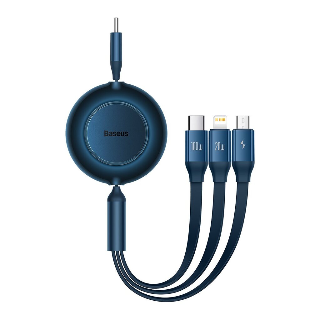 Baseus Bright Mirror 2 3in1 USB Type C - micro USB + Lightning + USB Type C 3.5A 1.1m blue (CAMJ010203) kaina ir informacija | Laidai telefonams | pigu.lt