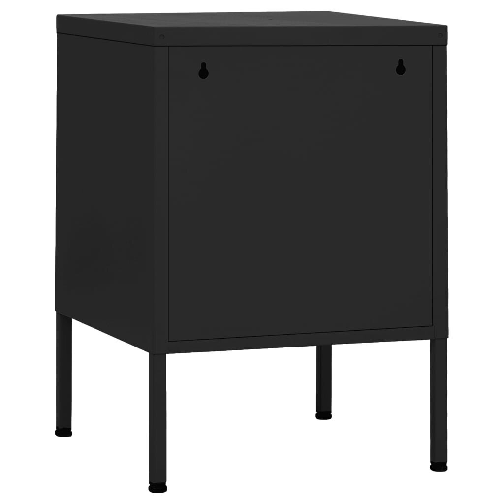 vidaXL Naktinis staliukas, juodas, 35x35x51cm, plienas kaina ir informacija | Spintelės prie lovos | pigu.lt