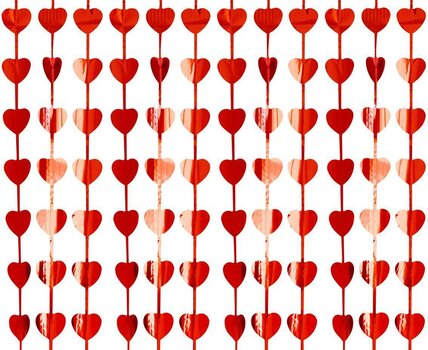 Dekoratyvinė apdaila - širdelių užuolaida, 100 x 200 cm (spalva: metalo raudona) SH-KSMC kaina ir informacija | Dekoracijos šventėms | pigu.lt