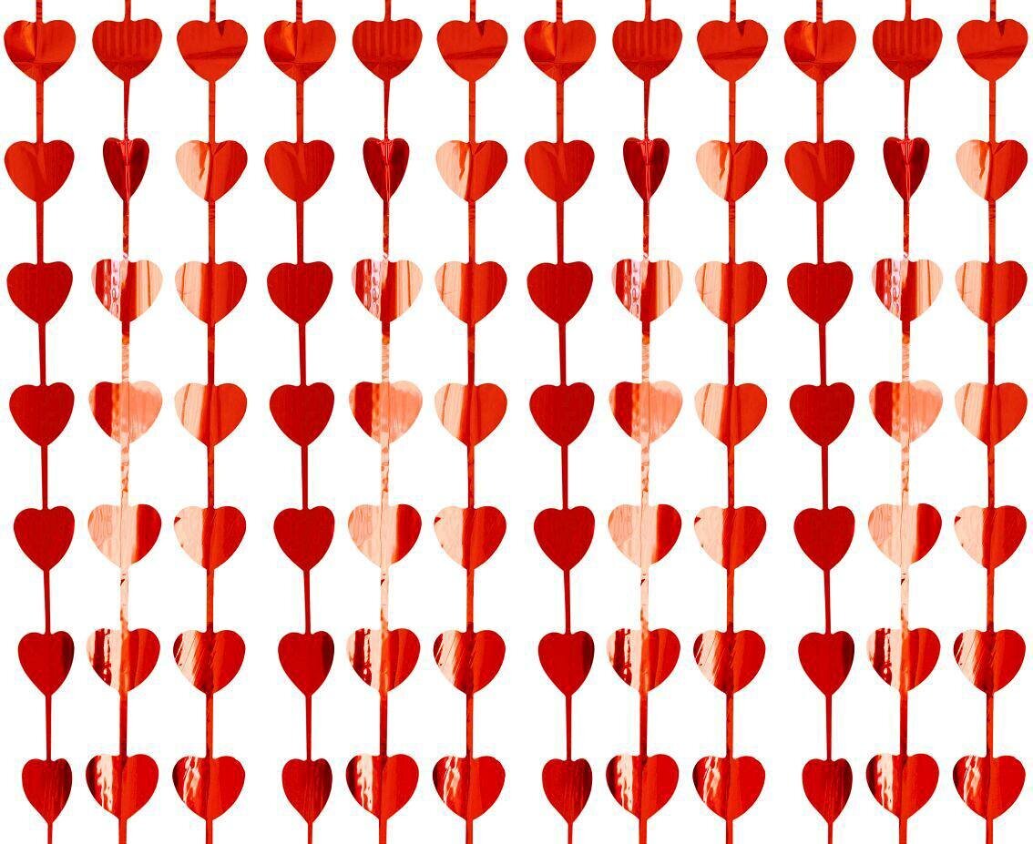 Dekoratyvinė apdaila - širdelių užuolaida, 100 x 200 cm (spalva: metalo raudona) SH-KSMC цена и информация | Dekoracijos šventėms | pigu.lt