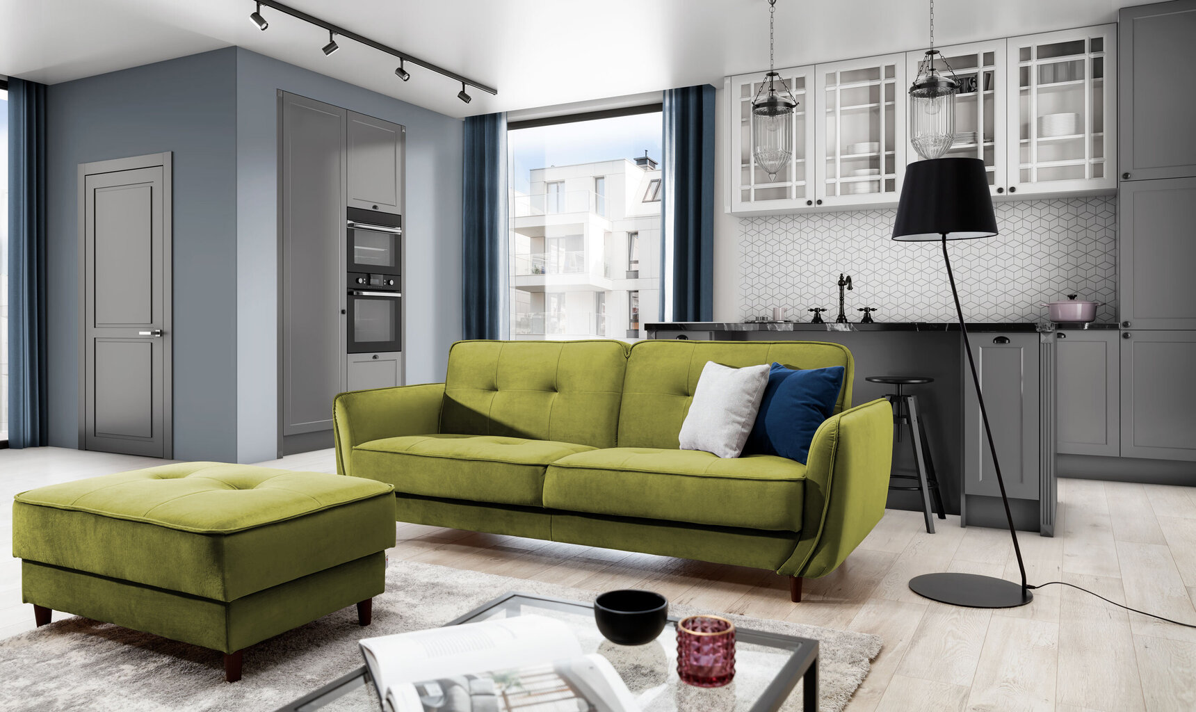 Sofa NORE Bellis, šviesiai žalia kaina ir informacija | Sofos | pigu.lt